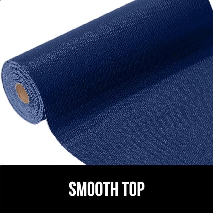 GORILLA GRIP DripGuard Shelf Liner, Non Adhesive Drawer and Kitchen Cabinet Protector, Slip Resistant BPA Free Smooth Surface Plastic Liners for Cabinets, Bathrooms, Closets, 12x240 Inch, Navy Blue