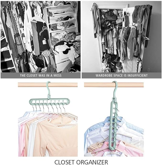 YZÉ BY YIZHE 【9-Space Saving Hangers】, 【Heavy Duty PP Plastic】 【Cascading Hanger Organizer 】 with Anti-Skid Foldable Design for Closet (Random, 10)