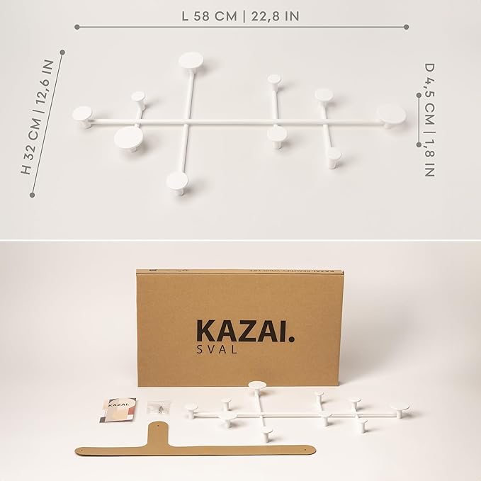 Kazai. 'Sval' Wall Wardrobe | Minimalist Coat Hook Design from Berlin | Modern Metal Wall-Mounted Coat Rack/Hooks | White