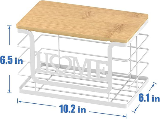 Trash Bag Holder, Thipoten Trash Bags Dispenser with Bamboo Top, Suitable for Garbage Bags Purchased Online or Supermarket, Perfect Storage Organizers for Cabinet, Under Sink (White, Large)
