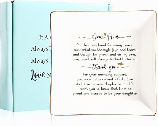 JOYIMARR Mother of Bride Gifts from Daughter,Jewelry Holder Ring Dish Organizer,Wedding Gifts for Mom - You Held My Hand for Many Years