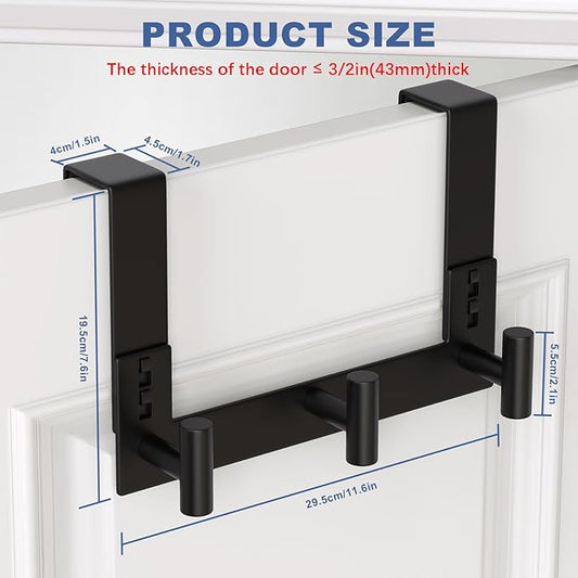 WUIVIUT Over The Door Hooks, Coat Rack Over The Door Heavy Duty Towel Rack Clothes Hanger for Bathroom liveroom Kitchen (3 Hook, Fits 1-3/4'' Thick)