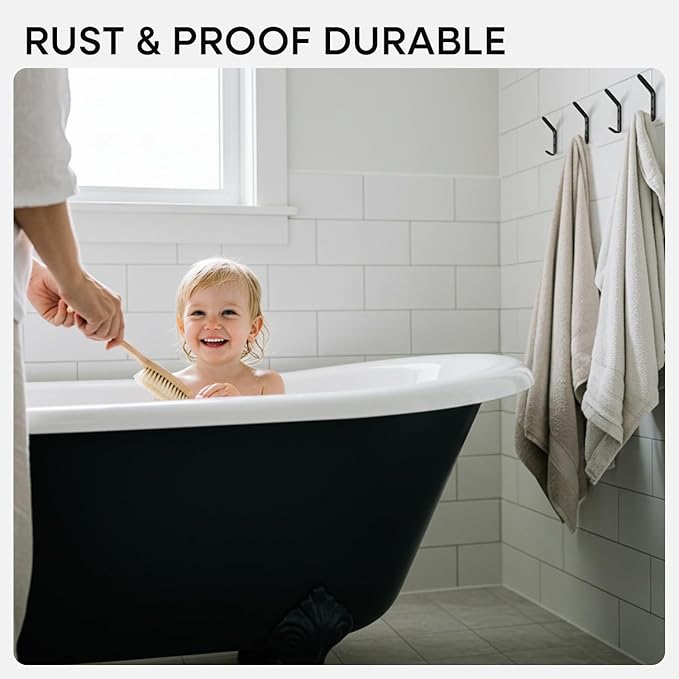 Homeforia Wall Coat Hook Rack - Set of 10 - Black Metal Hooks for Hanging Coats - Hat Hooks - Hat Hangers for Wall