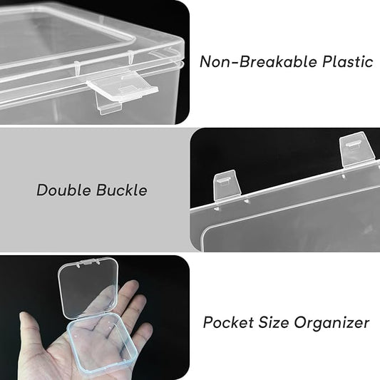 Guyuyii 62 Pcs Portable Bead Organizer - Clear Boxes with Hinged Lids, Perfect for Crafts and Jewelry