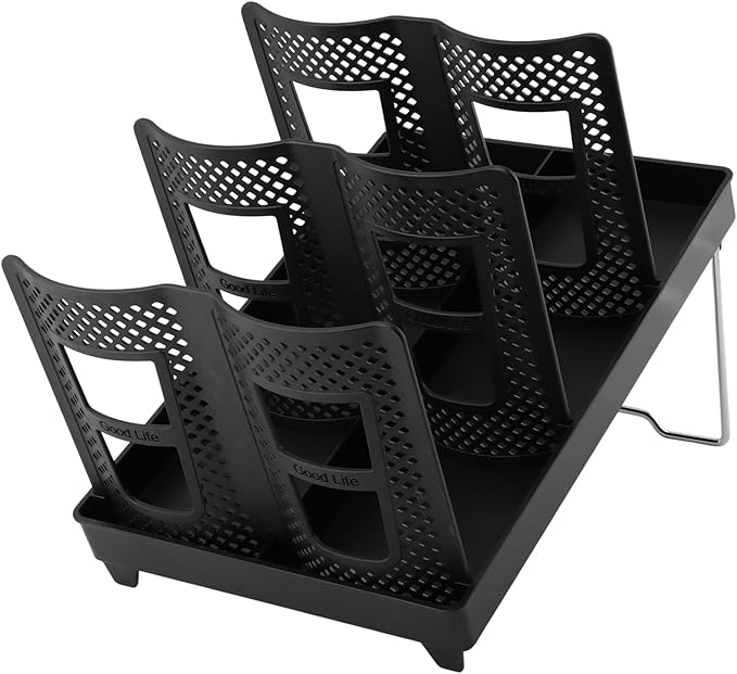 Paper Cup and Lid Holder, Coffee Cup Holder Organizer, 6-Slot Disposable Cups Dispenser with Stand for Coffee Stations, Kitchens, Bars, Restaurants, Lounges(Color:Black)