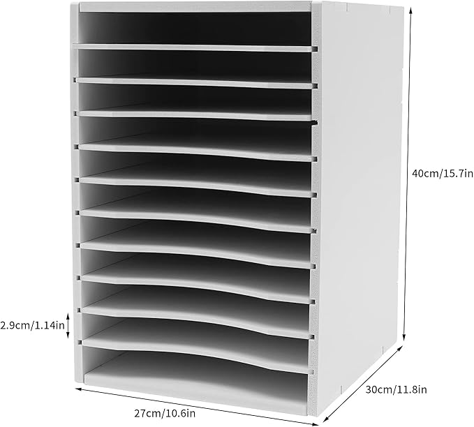 Desktop File Sorter, 11 Compartment Vertical Desktop Sorter, Literature Organizer Sorter Paper Organizer Storage File Sorter Mail Center Magazine Holder, Classroom Mailbox Paper Storage, White