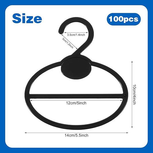 100 Pcs Black Plastic Scarf Hanger Organizer Space Saving Closet Accessory Holder for Scarves, Belts, Ties, Headscarves, and More