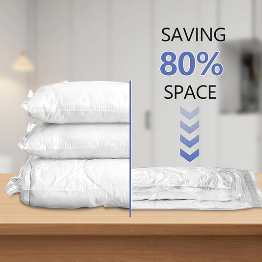Vacuum Seal Bags for Clothing Travel, 5 Pack Space Saver Vacuum Storage Bags with Electric Pump,Portable Compression Sealer for Clothes, Blankets, Bedding & Travel,Good for Storage and Organization