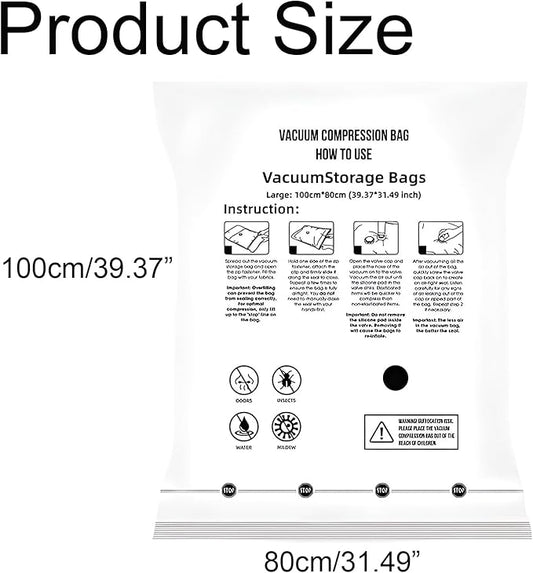 Weejian 6 Jumbo Vacuum Storage Seal Bags, Space Saver Bags with Travel Hand Pump, Compression Airtight Sealer Bags for Clothes, Bedding, Pillows, Comforters, Blankets