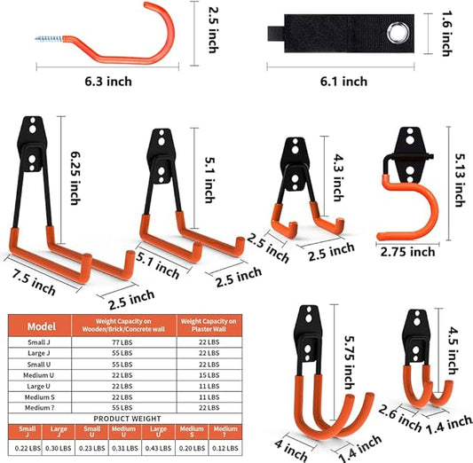 Intpro Garage Hooks 22 Pack Heavy Duty Garage Storage Hooks Steel Tool Hangers for Garage Wall Mount Utility Hooks and Hangers with Anti-Slip Coating for Tools Organizer Ladders Bikes Bulky Items