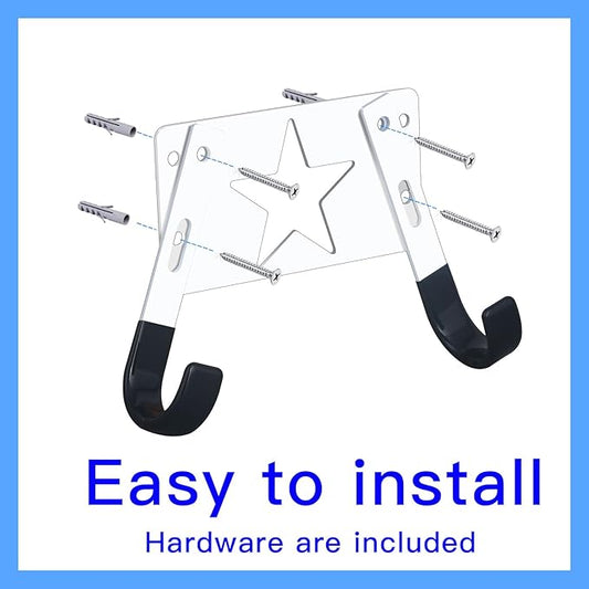 Ironing Board Holder Wall Mount,with Adjustable Hooks, Ironing Board Hanger for T or Y Leg, Laundry Room Wall Hook for Iron Board Holder White