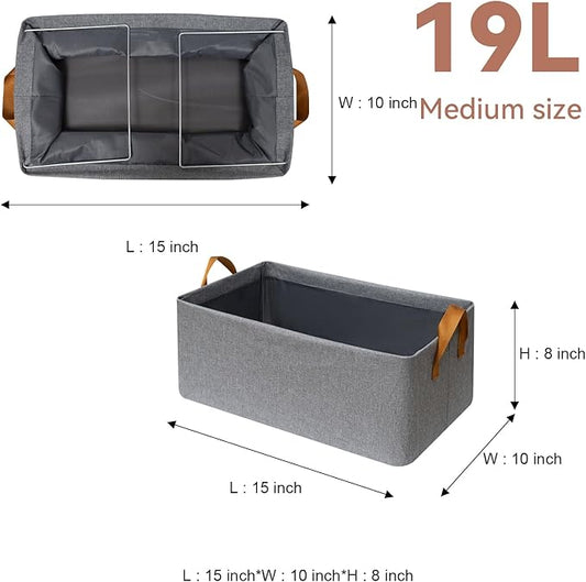 SNWDN 6 Pack Closet Cloth Storage Bins for Shelves, Medium Storage Baskets for Shelves, Fabric Bins for Closet organization with Handles( Gray 15''L x 10''W x 8''H)
