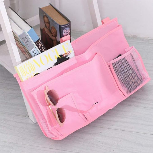 Bunk Bed Organizer - Bedside Storage Caddy with Pocket, Hanging Organizer for Camp, Dorm, Room, Hospital Bed Rail and More (Pink)