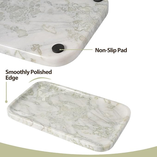 Karibiber Marble Vanity Tray, Large Stone Bathroom Tray for Countertop, 14'' African Gem Genuine Marble Decorative Tray for Dresser, Green Kitchen Trays for Counter,Perfume Storage, Non-Resin/Ceramic