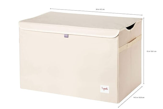 3 Sprouts Large Toy Chest for Kids with Lid and Handles - Collapsible Toy Storage Bin/Trunk/Box/Basket Organizer for Boys & Girls Playroom, Nursery, Elephant