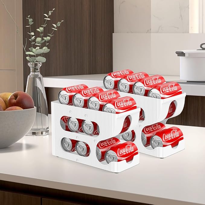Soda Can Organizer for Pantry/Fridge, Automatic Rolling Pop Can Dispenser/Storage/Holder/Container for Refrigerator, Saving Space Drink Organizer for Fridge, 1 Pack Holds 12 Standard Cans