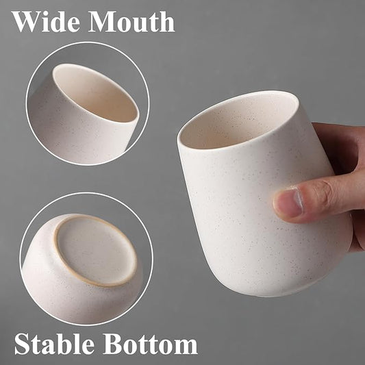 Beige Toothbrush Holder for Bathroom - 2Pcs Ceramic Tooth Brushing Holders Set, Toothbrush Cup & Toothpaste Organizer for Bathroom Countertop, Makeup Brush Holder, Pen Holder for Home Desktop Storage