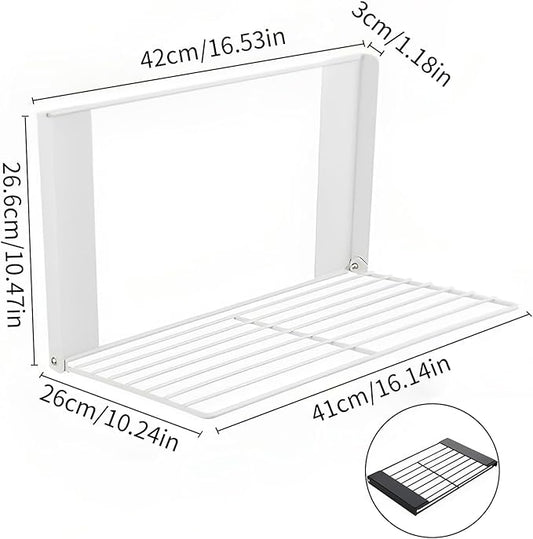 Magnetic Multi-Purpose Organizer Shelf – Space-Saving Side Storage for Washing Machine & Bathroom, Folding Towel Rack for Laundry Room & Camper Sink Area – White