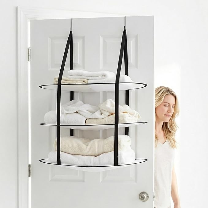 2Pcs 3 Tier Over The Door Folding Drying Rack with Excellent Load-Bearing,Large Sweater Drying Rack,Lay fold Flat Mesh Clothes Hanging Dryer for Quickly Dry Clothing,Sweater,and Room Organization