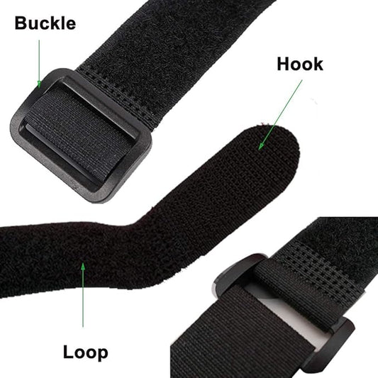 Fastening Hook and Loop Cable Straps,10Pack Black Self-Adhesive Cable Ties,Nylon Securing Straps with Buckles,Adjustable and Reusable Cinch Straps for Cords Organized and Tidy(1" x 20")
