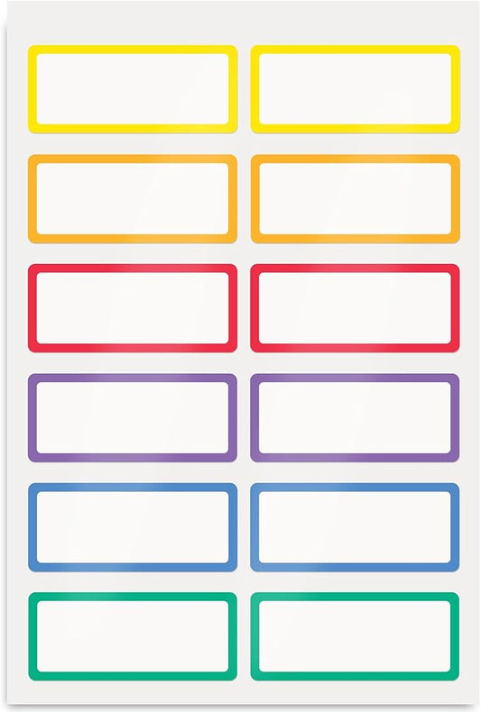 Avery No-Iron Fabric Name Labels, Rainbow Borders Preprinted Designs, Handwrite-Only, 2-Pack, 48 Preprinted Labels (22281)