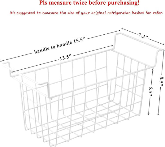 Chest Freezer Baskets 15.5 Inch, Chest Freezer Organizer Bins Metal Wire Storage Baskets with Hanging Handles for Deep Freezer, Set of 2