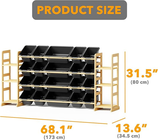 SpaceAid Toy Storage Organizer with 6 Shelves and 20 Bins, Toy Organizers Storage Bookshelf, Kids Bin Shelf Toys Box Bookcase for Bedroom Playroom Organization Room Decor, True Black