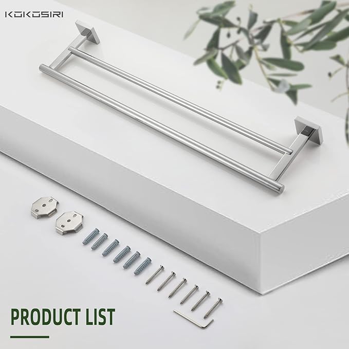 KOKOSIRI Bath Towel Bars Bathroom Double Towel Holder Rack for Toilet Kitchen 24 Inch Necklace Holder Chrome Stainless Steel B5005CH-L24