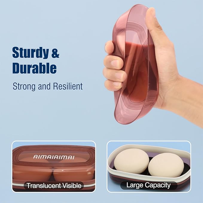 AIMAIAIMAI Shampoo Bar Holder Travel Case for Two Bars – Compatible with Kitsch Solid Shampoo & Conditioner Bars, Large Soap Container for Bathroom or Travel (1 Pack, Red Style A-Large)