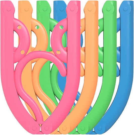Portable Folding Clothes Hangers - Compact Travel Hangers for Shirts, Dresses, Coats, Pants, Towels & Baby Clothes, Durable Lightweight Plastic, Adjustable Design, Pack of 12, Multicolor