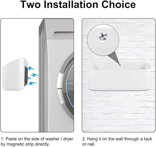 Magnetic Laundry Bin, Space-Saving Trash Container Hanging on Dryer, Washer or Wall Mount (White)