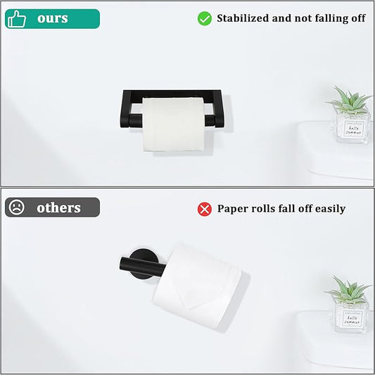 Alise Black Toilet Paper Holder, Double Post Spring Loaded Bathroom Toilet Paper Holder Wall Mount SUS304 Stainless Steel Tissue Holder Toilet Paper Roll Holder for Washroom, RV