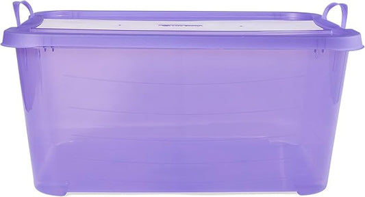 Life Story 24 Pack Light Duty Stackable Storage Bin, 55 Quart Home Organizer, Versatile Lightweight Locking Bins with Carrying Handles, Purple