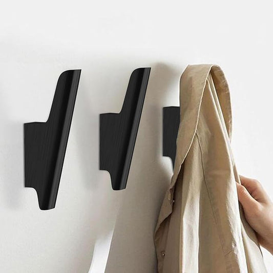 Wood Wall Hooks 4 Pack Coat Hooks Wall Mount Black Wooden Hooks for Hanging Hat, Bag, Backpack, Rustic Coat Hooks for Wall, Wood Towel Hooks for Bathrooms and Entryway Hooks (Black)