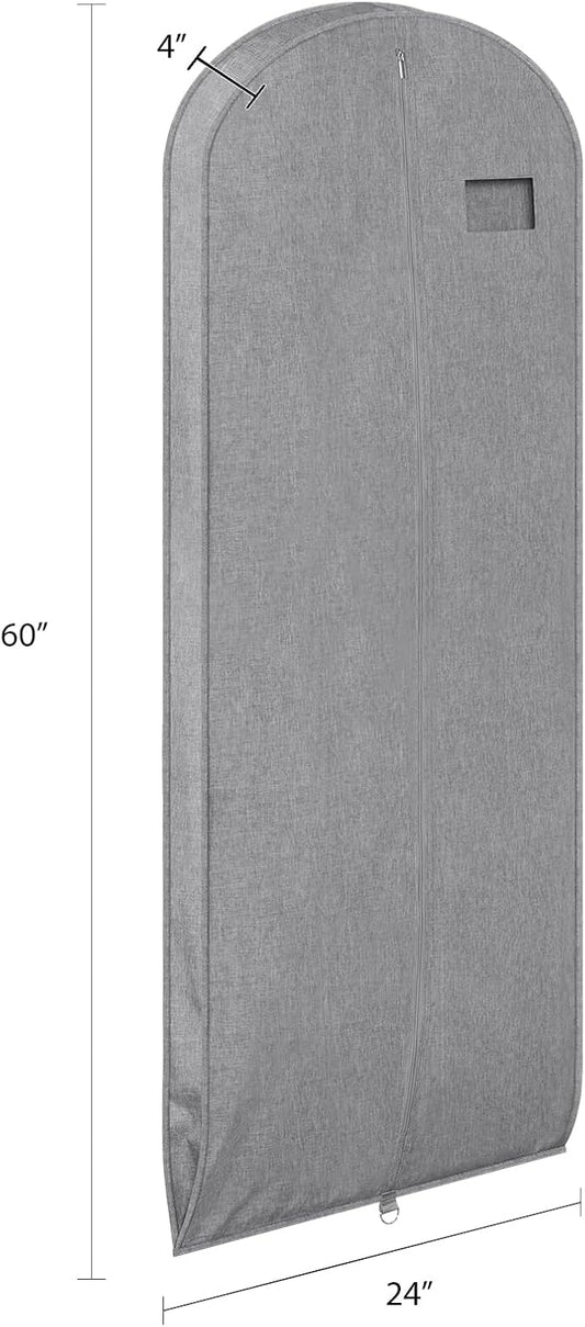 Univivi Garment Bags for Hanging Clothes, 60 Inch Suit Cover Bags for Closet Storage, Hanging Clothes Bag with Zipper and Eye-Hole for Suits, Coats, Jackets, Shirts, 1 Pack - Gray