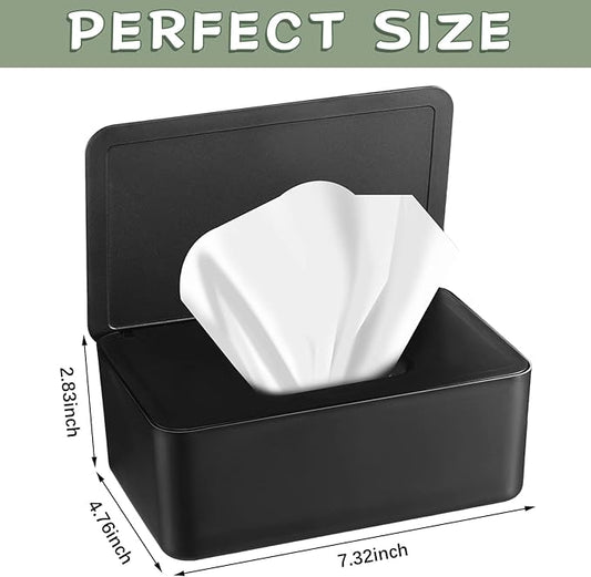 Dryer Sheet Holder with Hinged Lid,Plastic Dryer Sheet Dispenser Container Storage Box Fabric Softener Sheets Holder for Laundry Room Decor(Black)