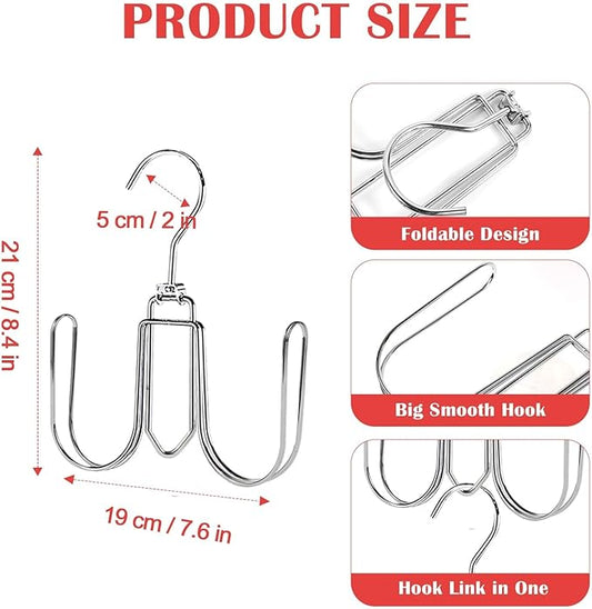 NAKBINX 2 Pack Hat Hanger for Closet, Collapsible Metal Hat Organizer for Baseball Caps, Racks with 4 Big Hooks, 360° Rotation Space Saving Hangers, Better Organizer&Display for Tie, Scarves