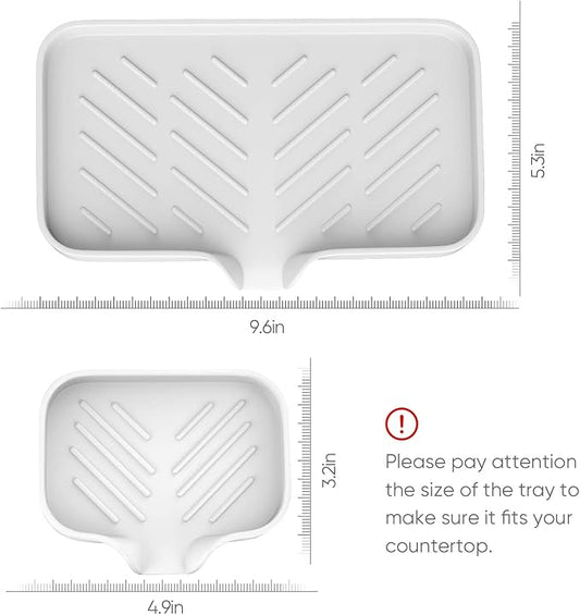 Kitchen Soap Tray,Kitchen Sink Tray Sponge Tray Kitchen Sponge Holder Self Draining Premium Silicone Soap Holder for Bathroom Kitchen Counter Sink Caddy Organizer for Dish Soap Bottle,Soap Dispenser