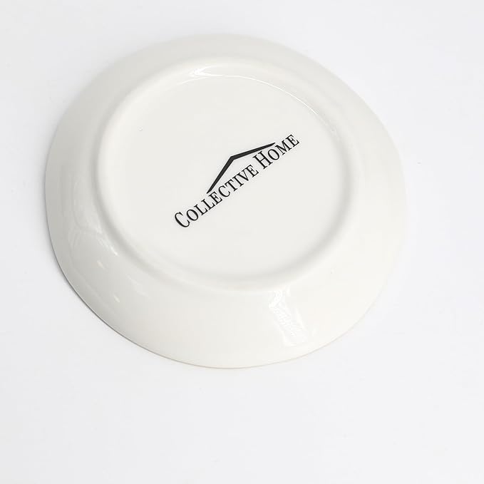 COLLECTIVE HOME - Ceramic Jewelry Tray, Decorative Trinket Dish for Rings Earrings Necklaces Bracelet Watch Keys, Birthday Mother's Day Christmas Gift for Women, 4.75", Glossy (k)