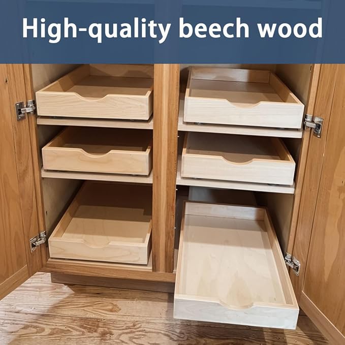 Pull Out Cabinet Drawers - 6x2 Size Options (12-23'W,18-21'D), Pre-Assembled with Soft Close Slides, Solid Beechwood, Easy Installation (18'W x 21'D)