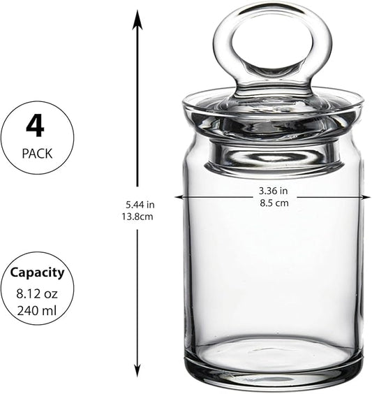 Spice Jar with Airtight Glass Lid 4pcs, Nuts, Jam or Coffee Beans Jar, Jar for Kitchen Storage and Laundry Room Organization 8.12 oz