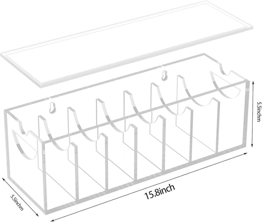 ZhiYo-Life Acrylic Belt Organizer with Dust Cover – Clear Belt Storage Box for Closet or Drawer, Belt and Tie Display Holder Case with 7 Compartments for Men and Women