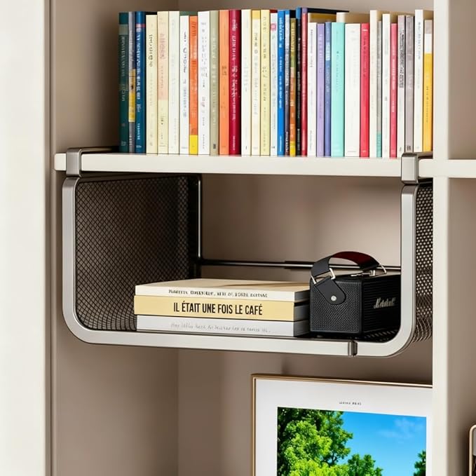 Expandable Hanging Storage Racks for Kitchen Cabinet ,Pantry & Cupboard Under Shelf Basket Organizer (Black)