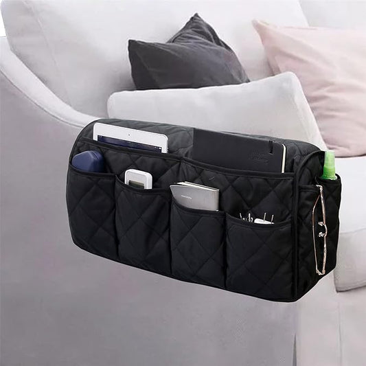Benuomi Sofa Armrest Organizer Waterproof Armchair Caddy Remote Control Holder for Recliner Non Slip Recliner Organizer Chair Arm Organizer with 14 Pockets for TV Remotes Caddy, Book, Magazines, Ipad