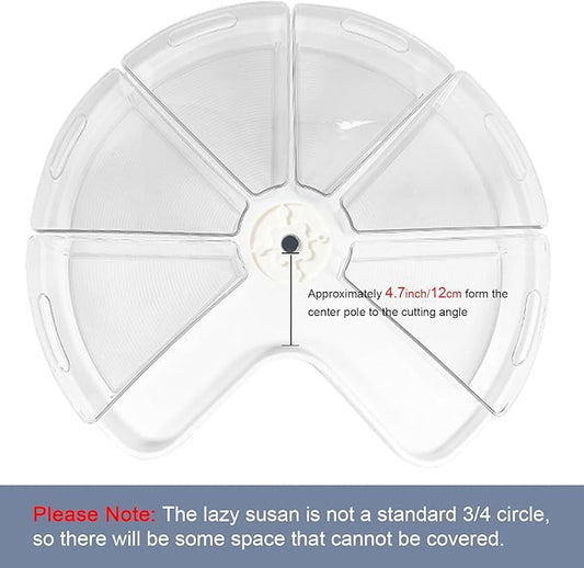 Leeden Lazy Susan Organizer for 26" Diameter Corner Lazy Susan, Plastic Kitchen Cabinet Storage Bins with Handle, 4 Packs, 1/8 Wedge - Food Safe, BPA Free
