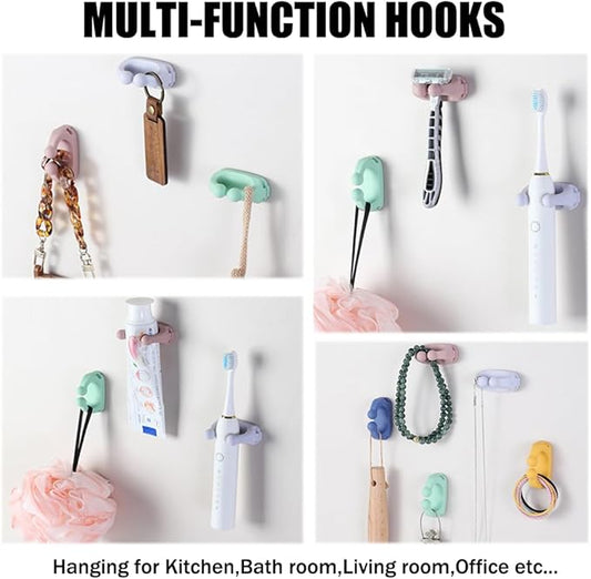 Defrko Silicone Razor Holders - 6 Pcs Hooks Adhesive Wall Mounted for Hanging Towel Key Plug Cable, Utility Decoration Hook Stick to Dorm Room Door Function for Kitchen Bathroom Home Office