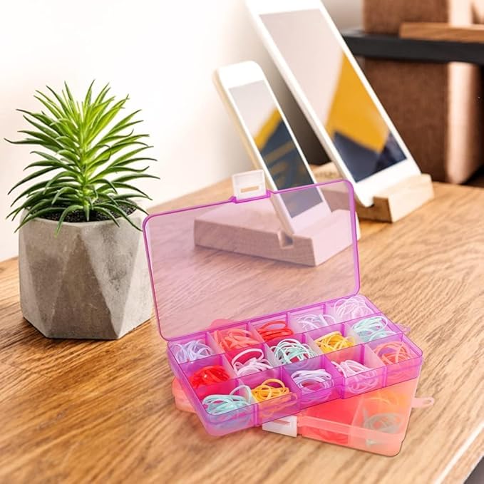 Opret 15 Girds Bead Organizer(8 Pack), Earring Organizer Box, SMALL Plastic Containers with Adjustable Dividers for Crafts Jewelry Screws Fishing Tackles Small Items, Size 6.9×3.9×0.9in