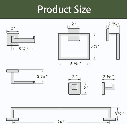 10-Pieces Matte Black Bathroom Accessories Set, 24 Inch Bathroom Hardware Set, SUS304 Stainless Steel Bath Towel Bar Set, Towel Racks for Bathroom Wall Mounted