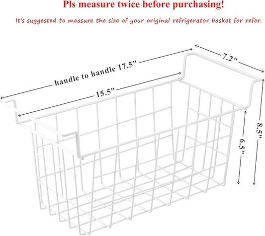 Chest Freezer Baskets 17.5 Inch, Chest Freezer Organizer Bins Metal Wire Storage Baskets with Hanging Handles for Deep Freezer, Set of 2