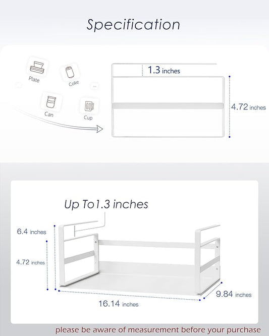 Nxconsu 2Pack Under Shelf Storage Basket Organizer Hanging Holder for Cabinet Pantry Kitchen Cupboard Desk Counter Bookshelf Organization Add-on Space Saver Heavy Duty Slide-in White Large